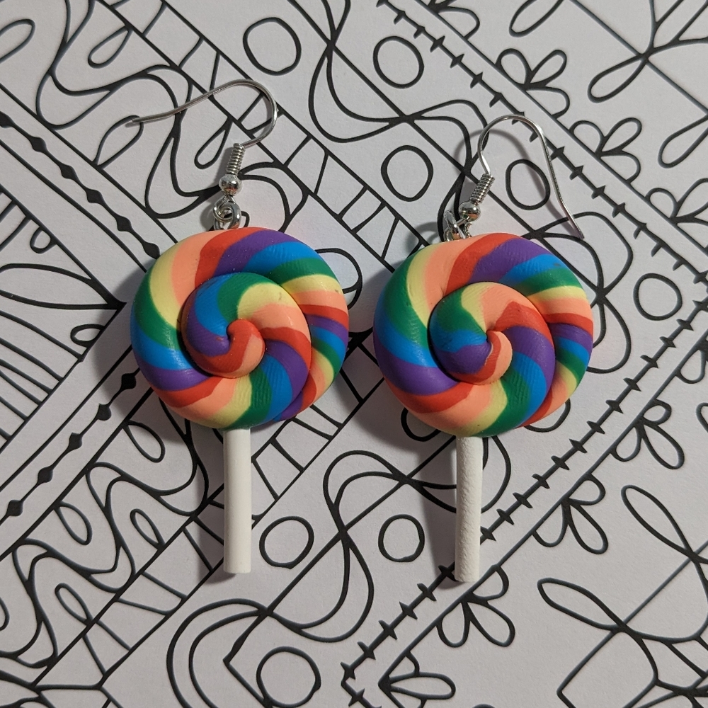 Rainbow lollipop earrings 🍭